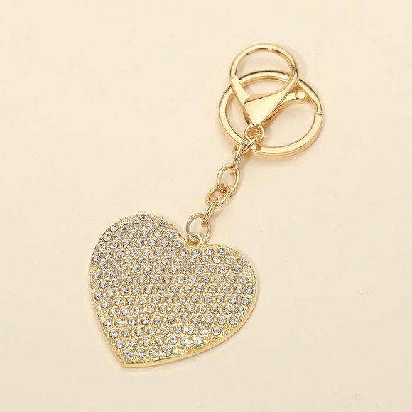 Gold or Silver Heart Keychain/Bag Charm NWT - Picture 2 of 3